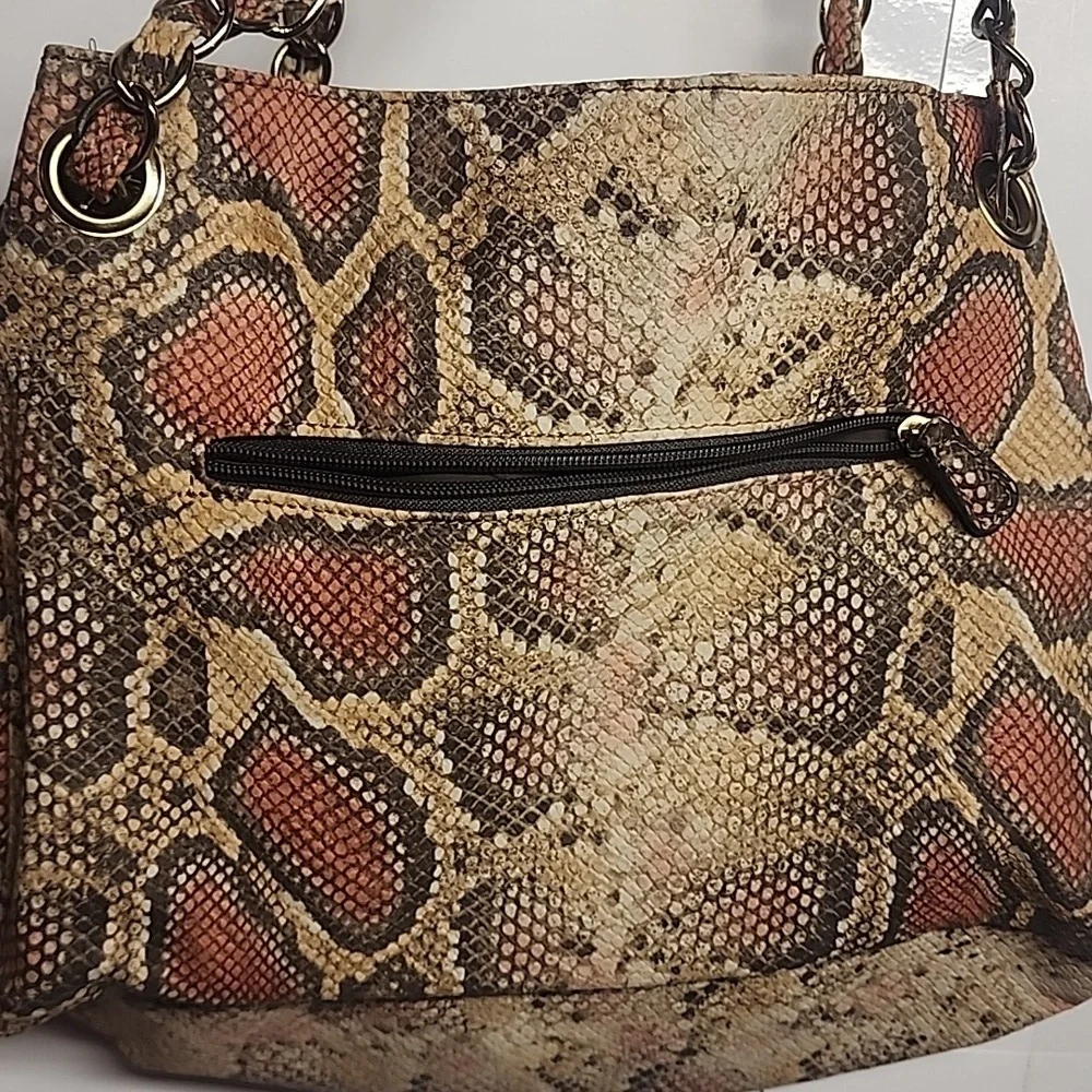 Nicole Miller Multicolor Gold Hardware Snake Print Shoulder Bag